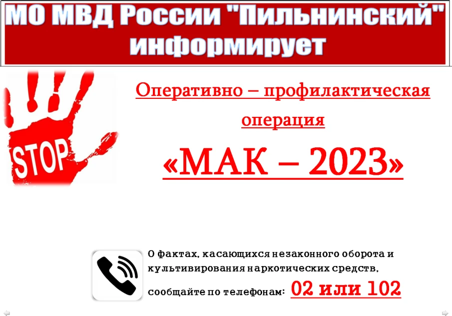Оперативно – профилактическая операция «МАК - 2023»