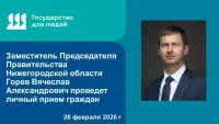 Заместитель председателя Правительства Нижегородской области Вячеслав Горев проведет личный прием